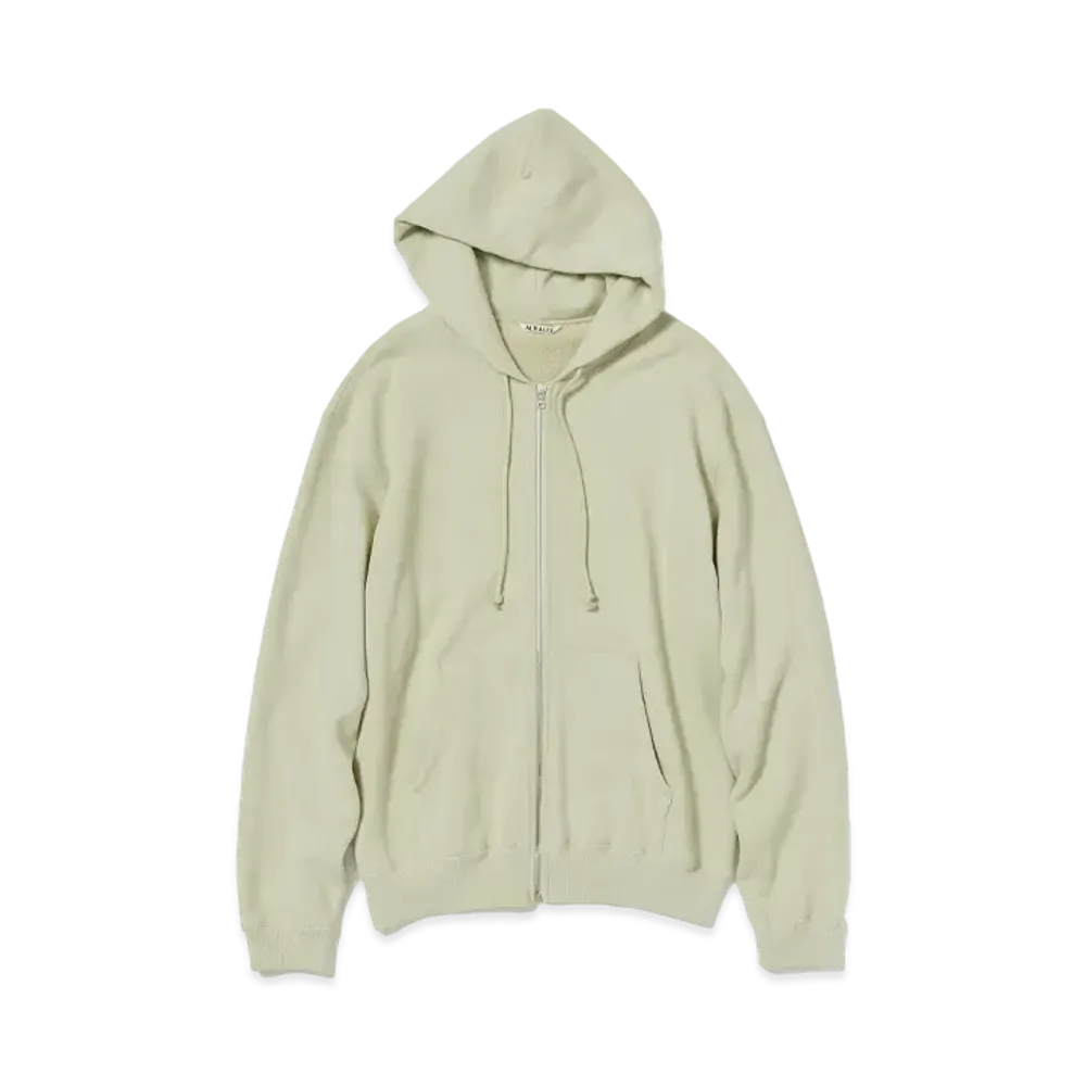 AURALEE Heavy BD Sweat Zip Parka "Light Green"