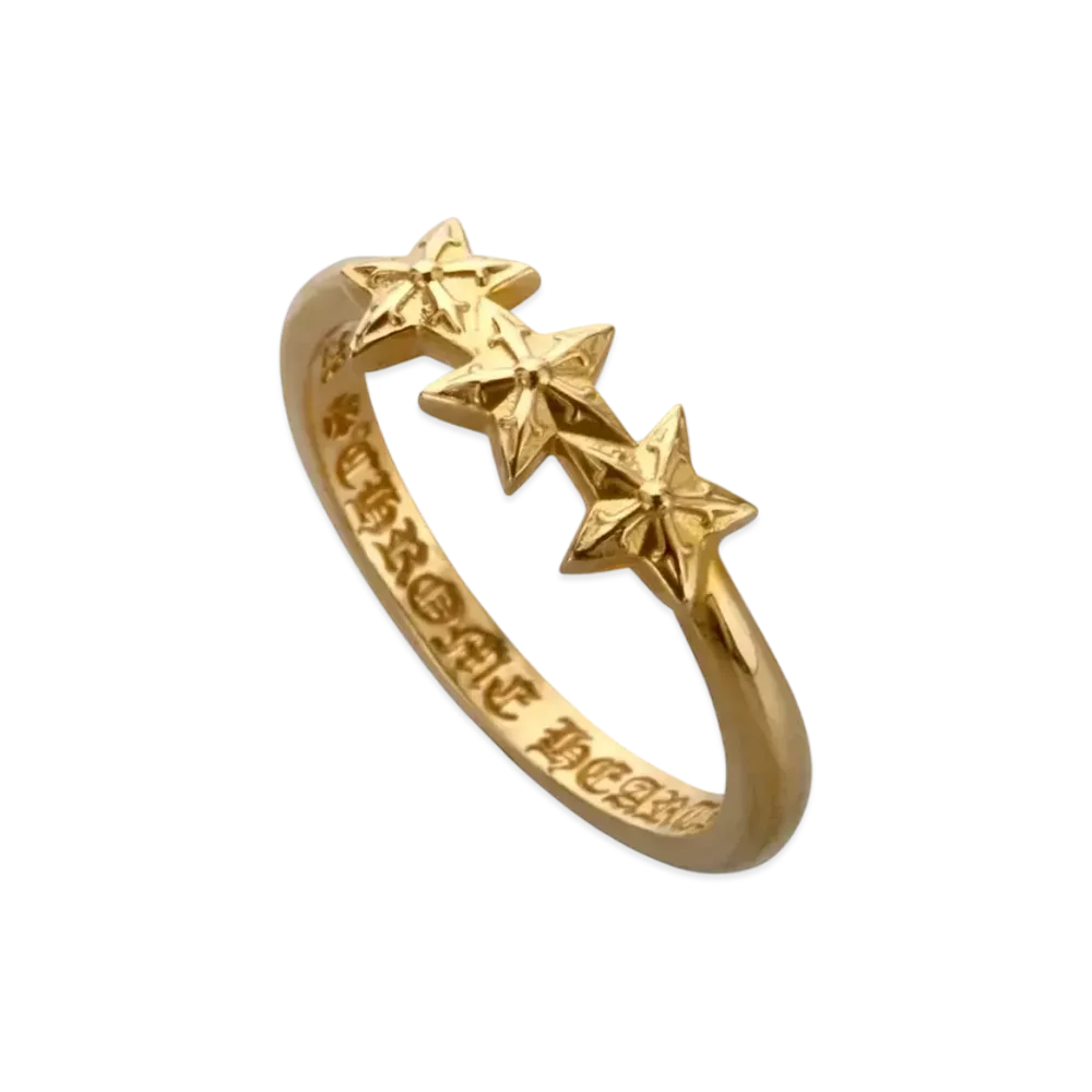 Chrome Hearts 22K Bubble Gum 3 Star Ring "Yellow Gold"