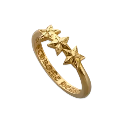 Chrome Hearts 22K Bubble Gum 3 Star Ring "Yellow Gold"