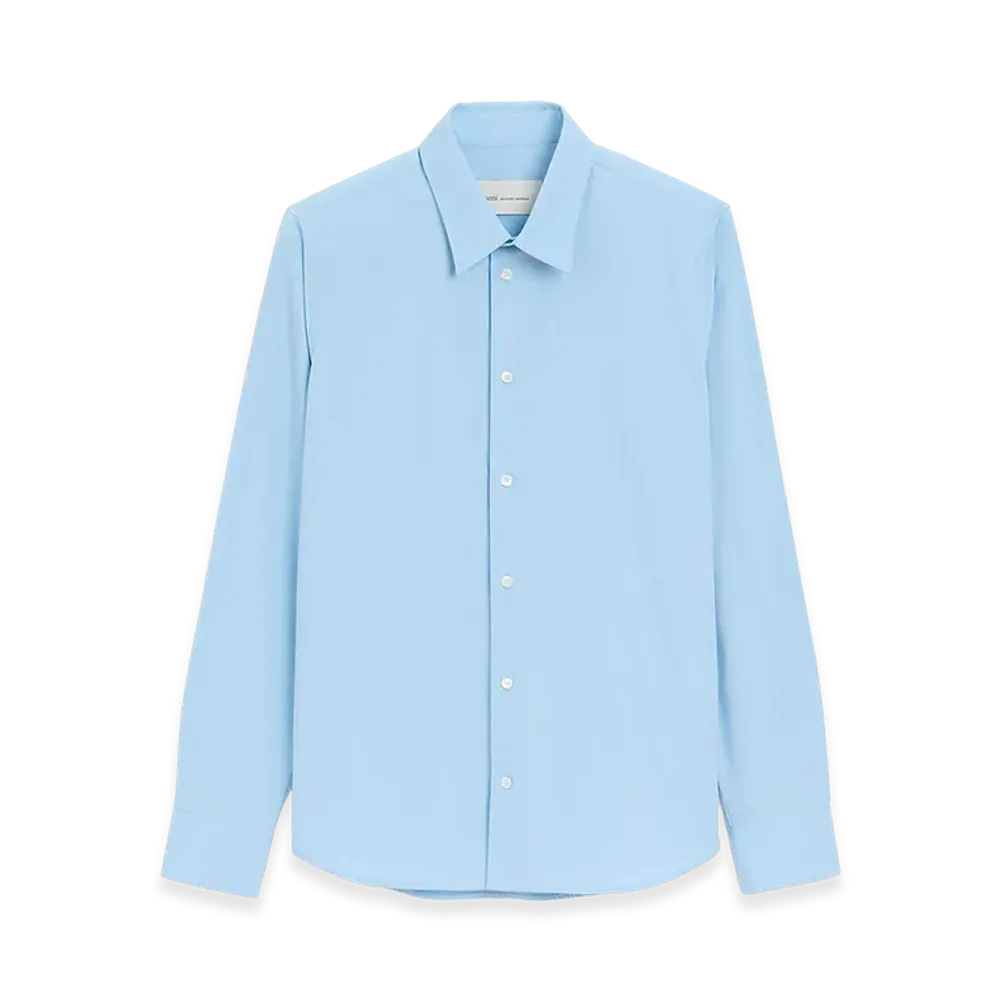 AMI PARIS Cotton Tailor Embroidered Ami De Coeur Shirt "Blue"