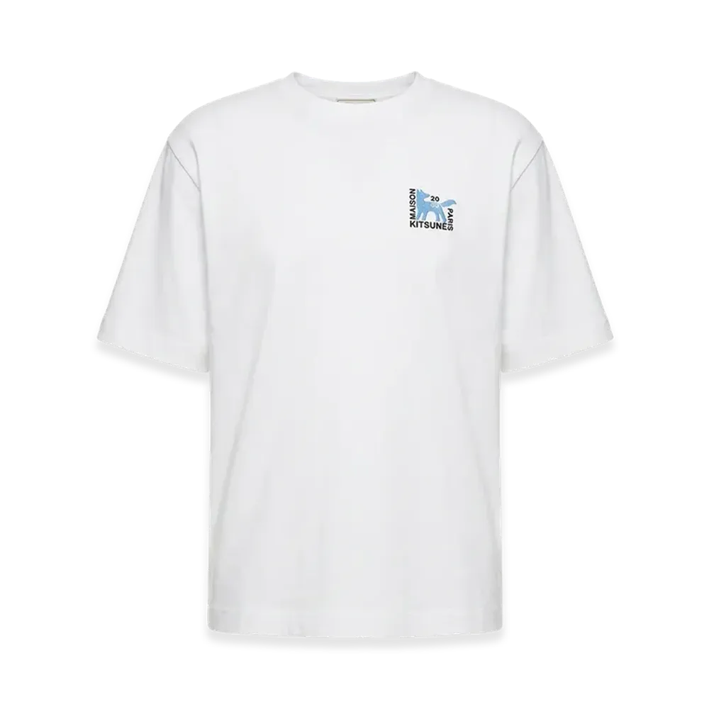 Maison Kitsune Short Sleeve Logo Back Print Crewneck Cotton T-Shirt Gallery Fox Oversize "White"