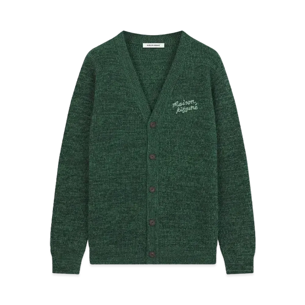 Maison Kitsune Handwriting Comfort Cardigan "Ranger Green/Eucalyptus"