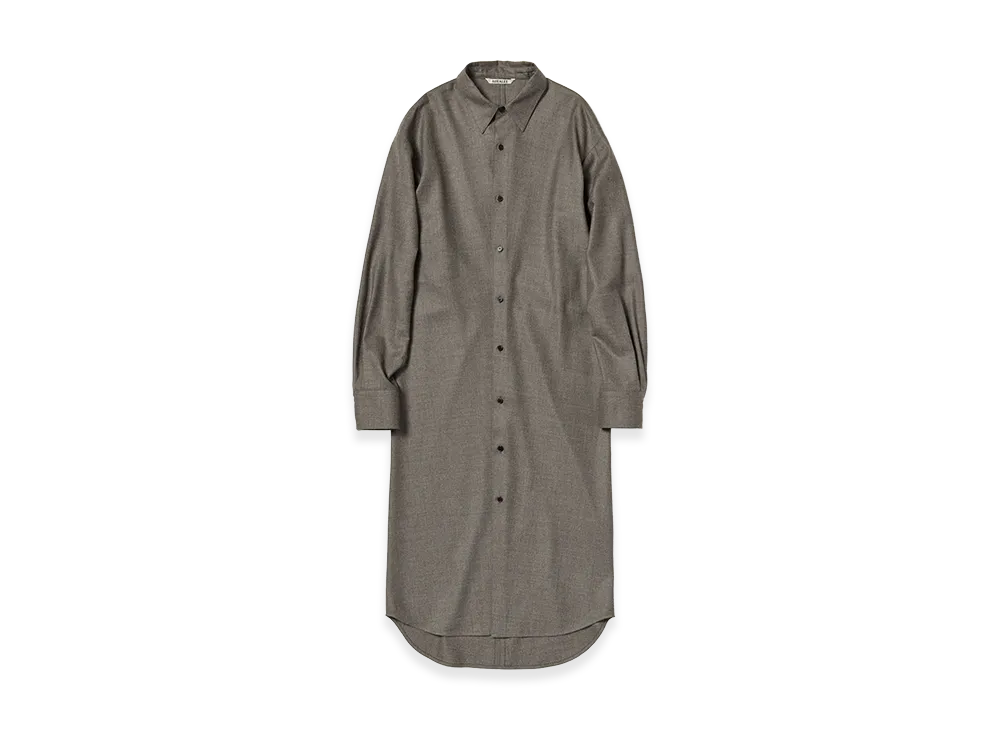 AURALEE Women's Super Light Wool Shirt Dress "Top Brown"