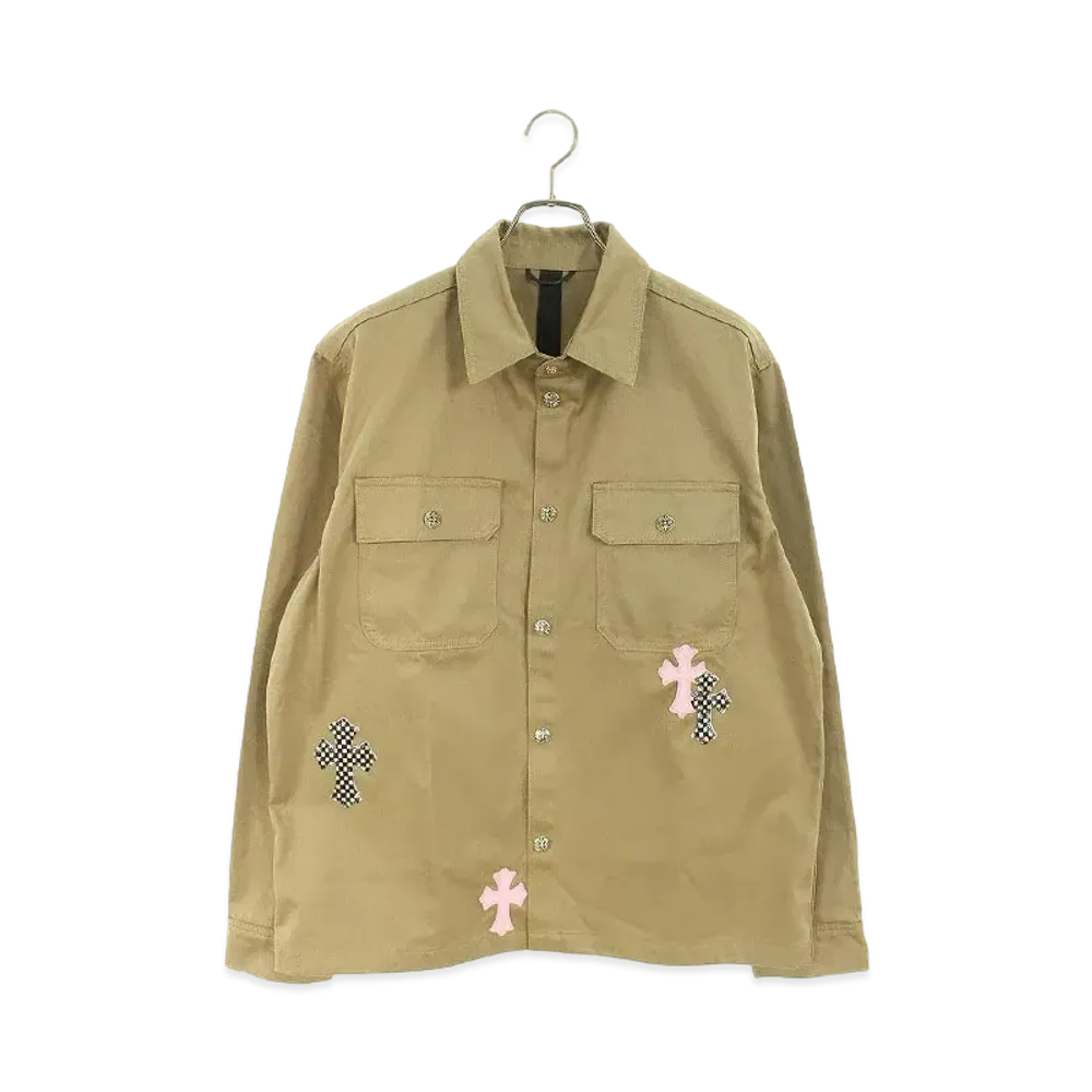 Chrome Hearts Work Dog with cross patch L/S shirt "Beige"