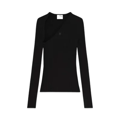 Courreges Slash Rib Knit Top "Black"