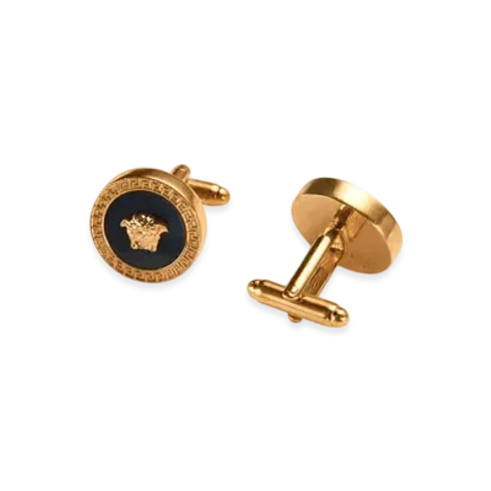 Versace Enamel Medusa Cufflinks "Black/Gold"