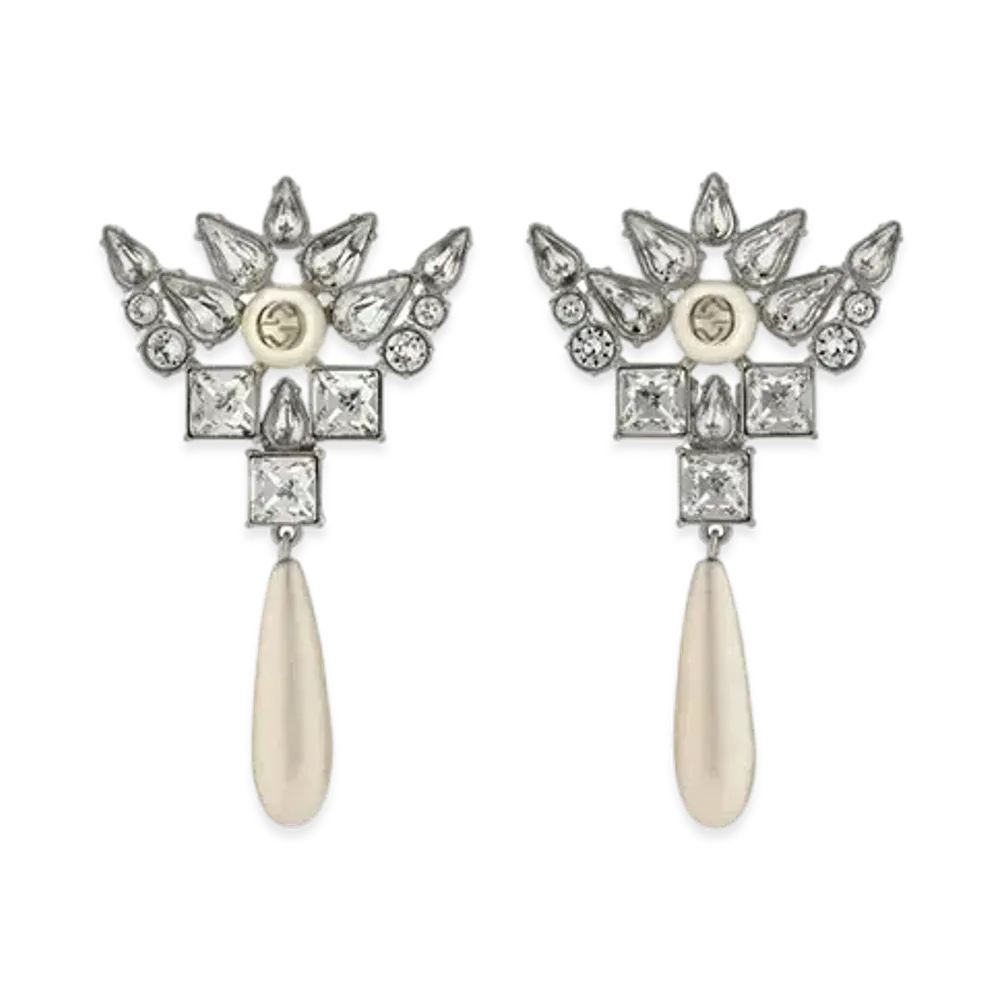 GUCCI Interlocking G Crystal Earrings