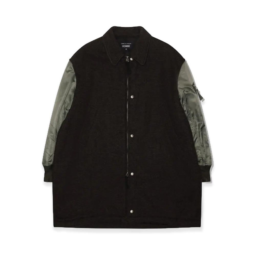 COMME des GARCONS HOMME Wool Herringbone Fabric Fulledx Nylon Twill Coats "Grey/Khaki"