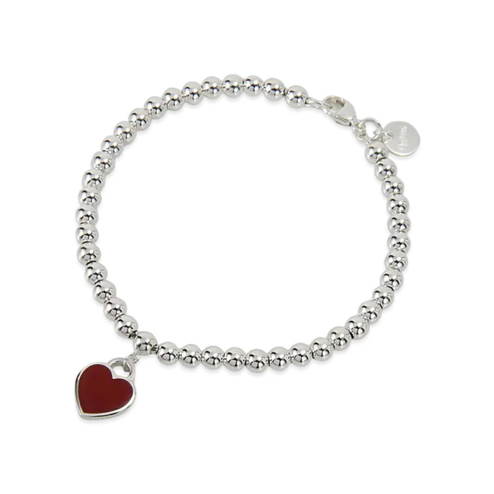 Tiffany & Co. Return to Tiffany Mini Heart Bead Bracelet with Diamonds Small "Silver"