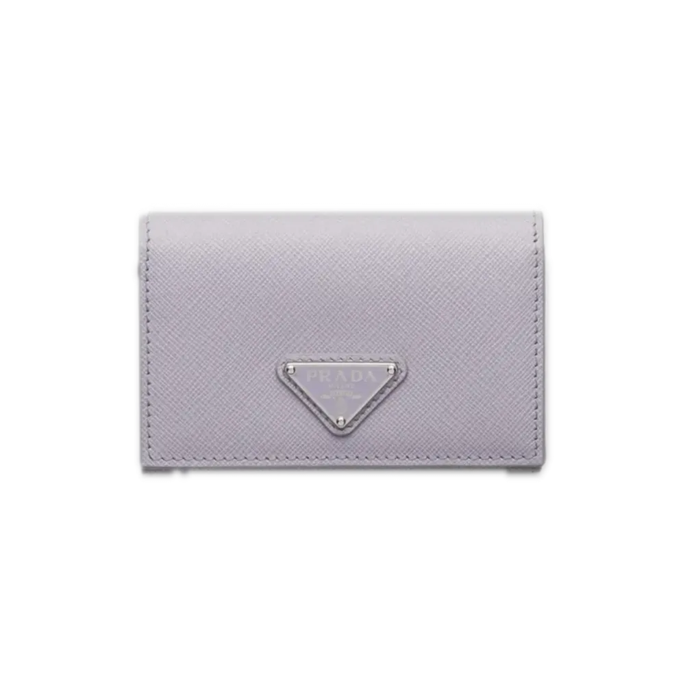 PRADA Saffiano Triangle Card Case "Pastel Purple"