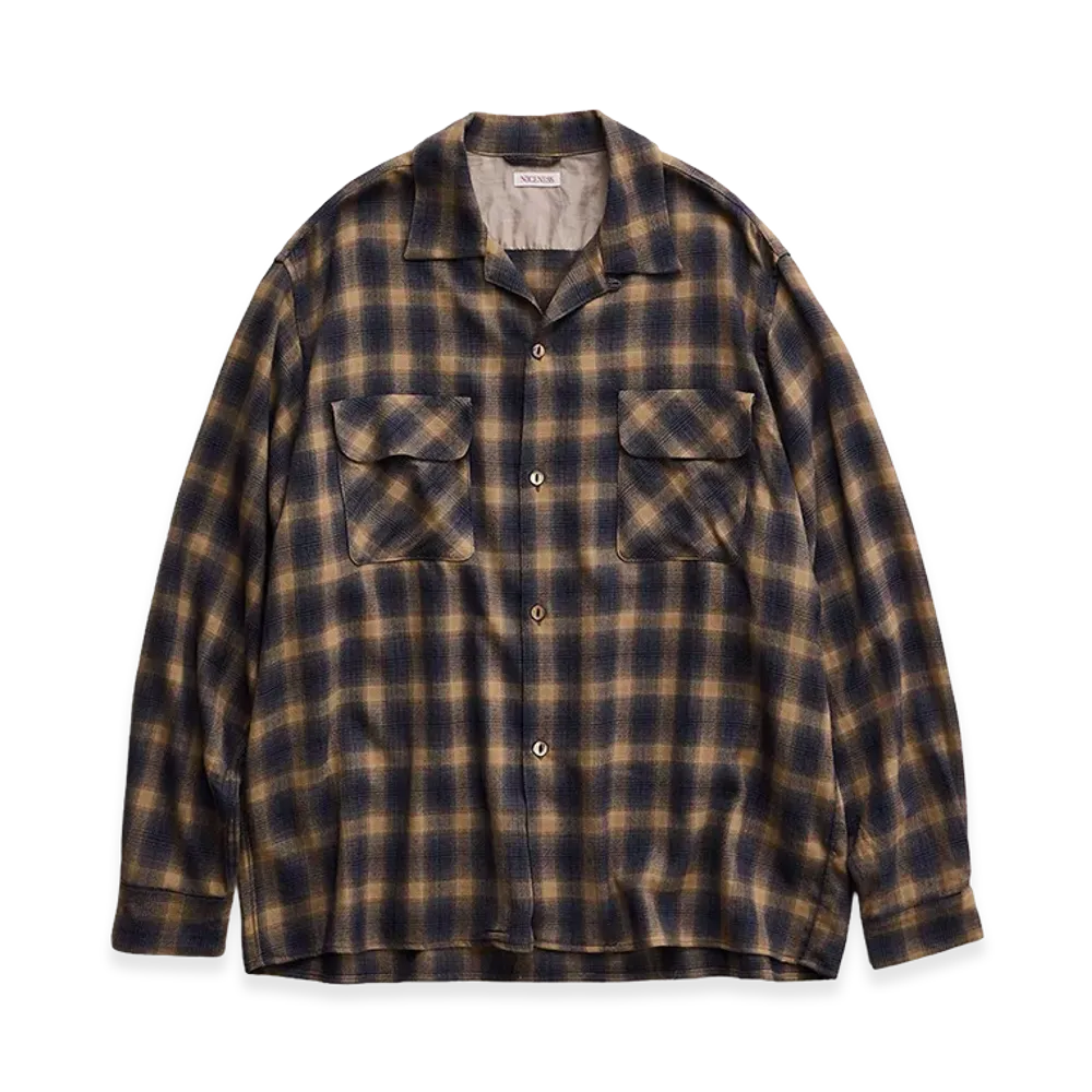NICENESS C.Huffam S140's Ombre Check Lodge Shirt "Beige"