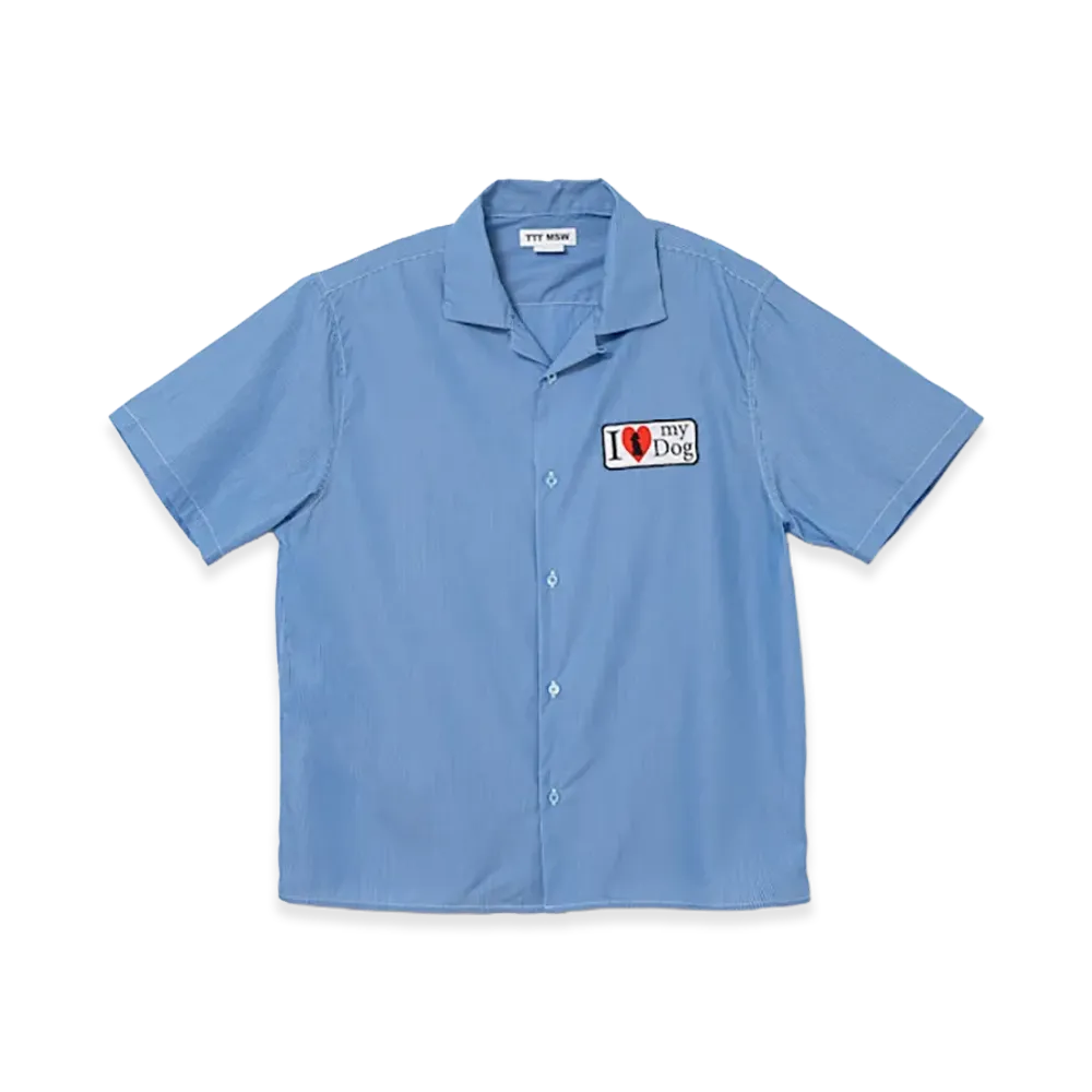 TTTMSW I love my dog half sleeve shirt "Blue Stripe"