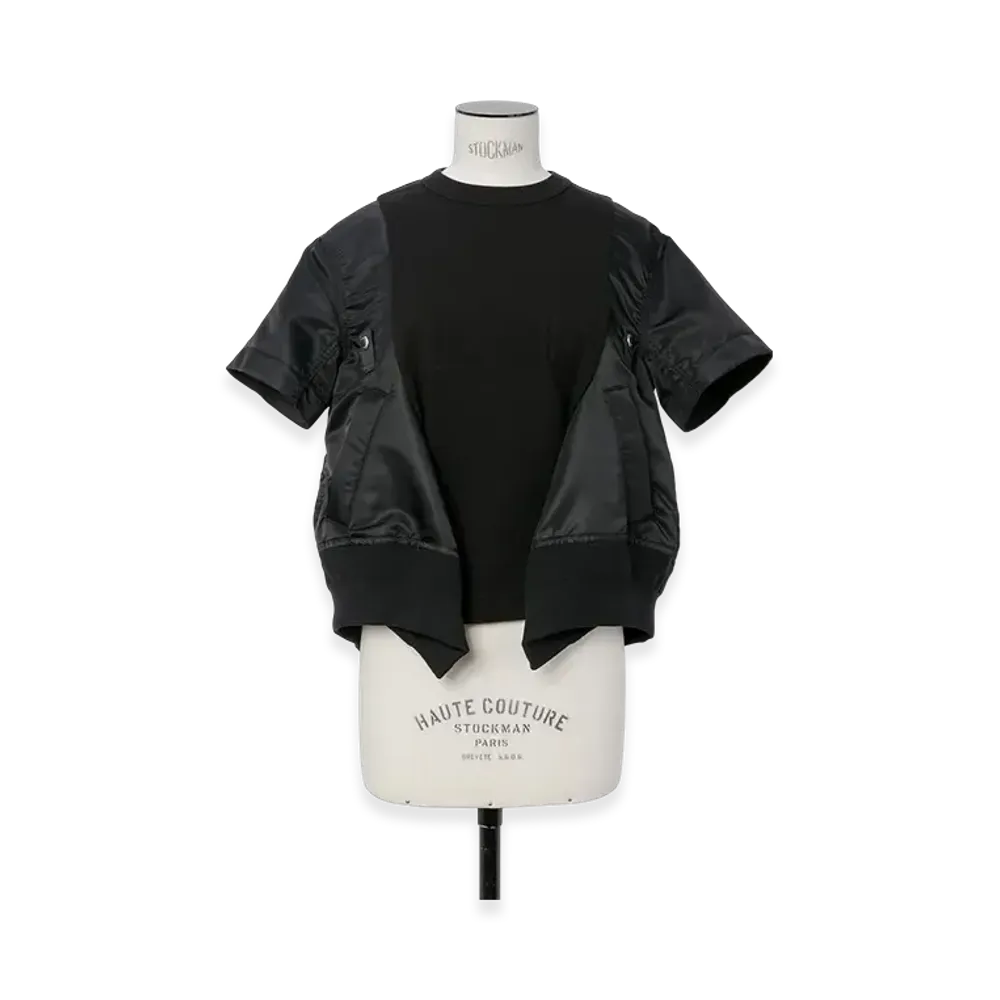 sacai Nylon Twill x Cotton Jersey T-Shirt "Black"