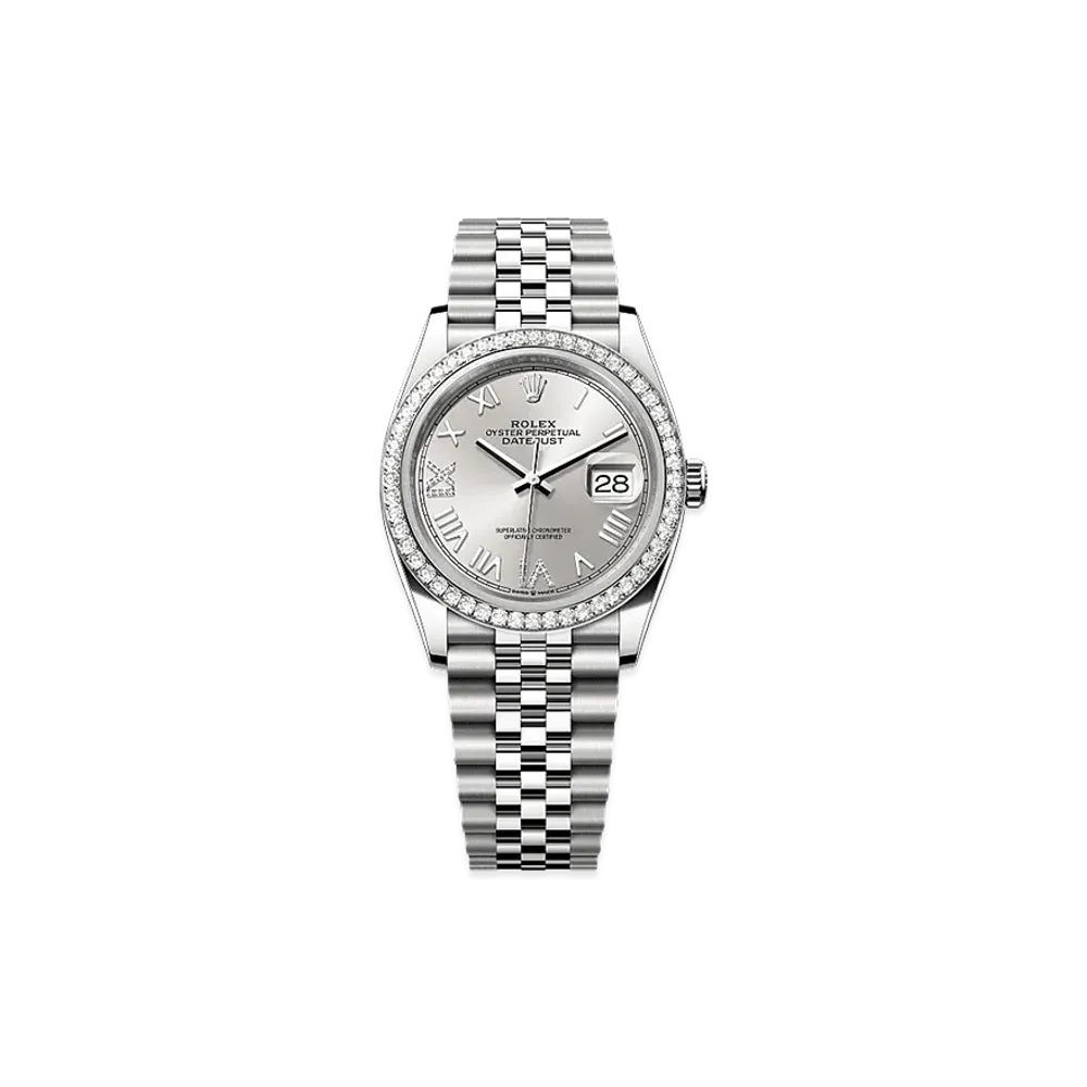ROLEX Datejust 36 Oystersteel & White Gold Diamond "Silver"