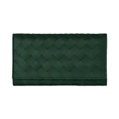 Bottega Veneta Intrecciato Calfskin Bi-fold Wallet "Pine"