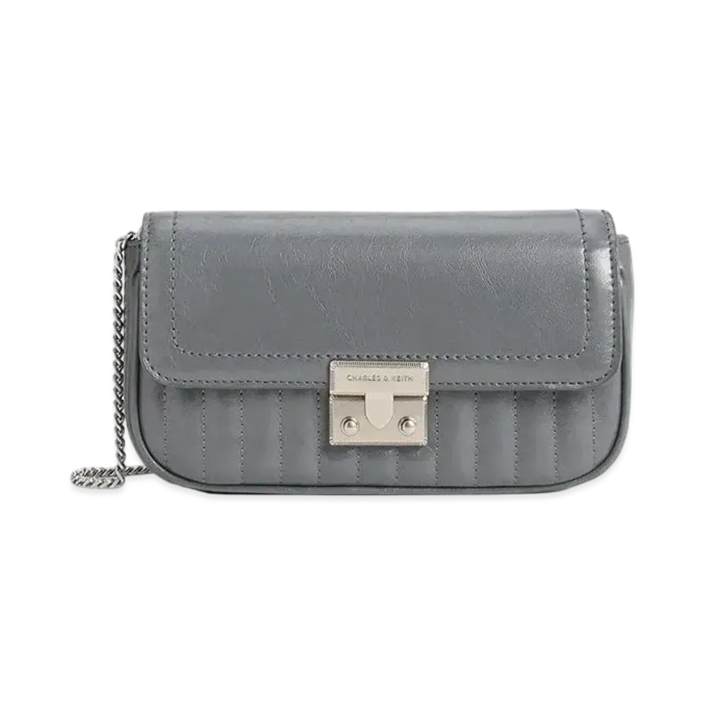 CHARLES & KEITH Mini Donna Crinkle Effect Bag "Grey"