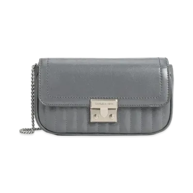 CHARLES & KEITH Mini Donna Crinkle Effect Bag "Grey"