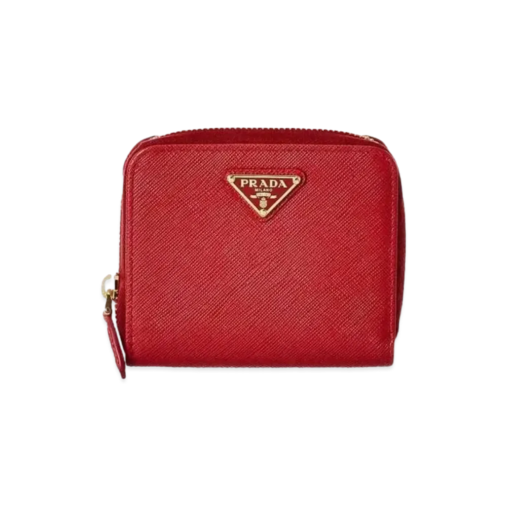 PRADA Small Saffiano Leather Wallet "Fiery Red"