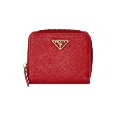 PRADA Small Saffiano Leather Wallet "Fiery Red"