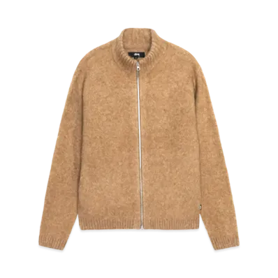 Stussy Full Zip Brushed Merino Sweater "Camel"