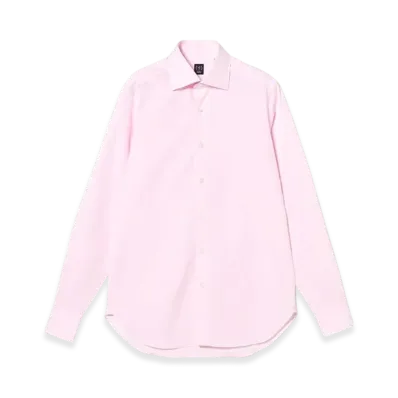 BEAMS Cotton End-On-End Wide Collar Shirt "Pink"
