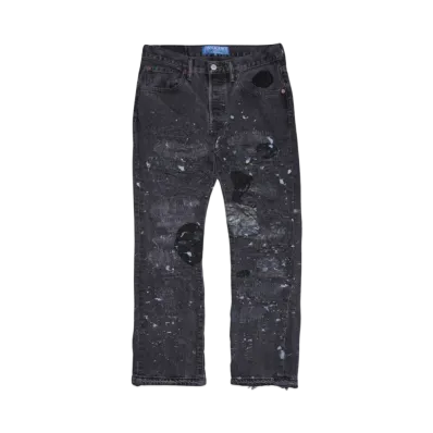 INNOCENCE NYC LEATHER PATCH DENIM PANTS "BLACK"