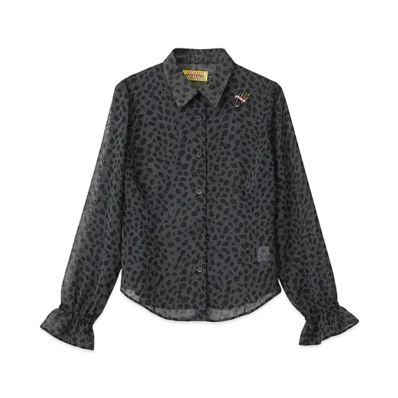 HYSTERIC GLAMOUR Cheetah Pattern Frill Cuff Blouse "Black"