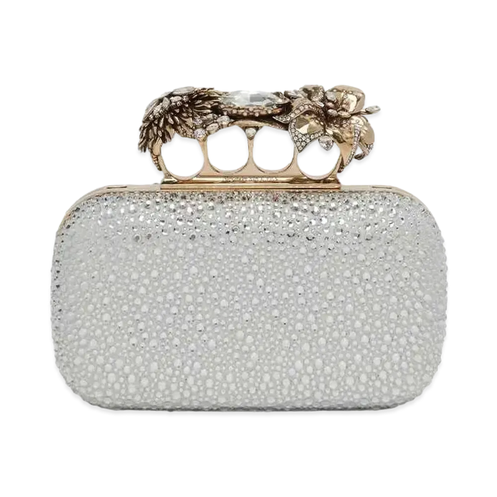 Alexander McQUEEN Flower Knuckle Clutch "Silver"