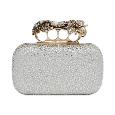 Alexander McQUEEN Flower Knuckle Clutch "Silver"
