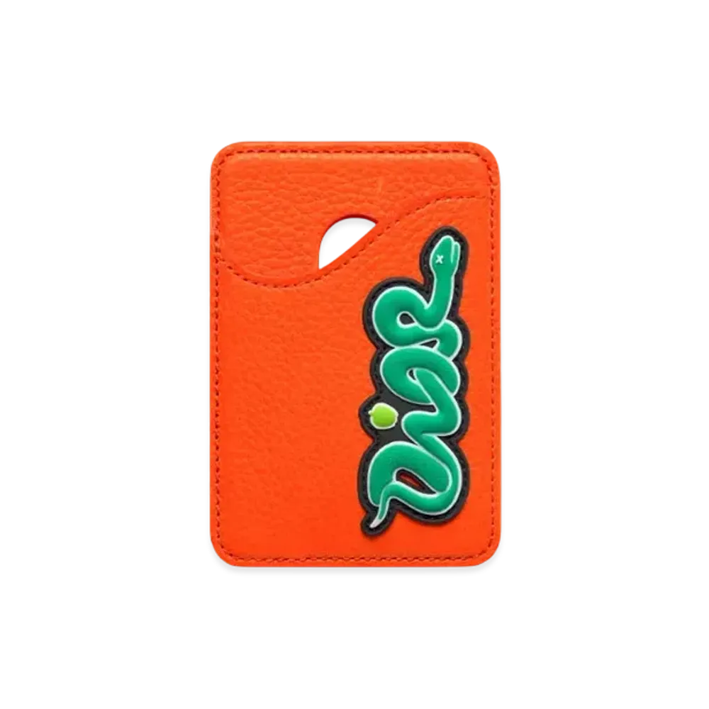 Dior x KAWS Saddle Magnetic Card Holder Grained Calfskin "Vermilion Red/Green/Black"