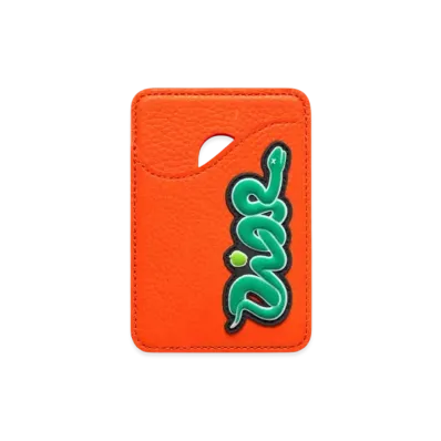 Dior x KAWS Saddle Magnetic Card Holder Grained Calfskin "Vermilion Red/Green/Black"