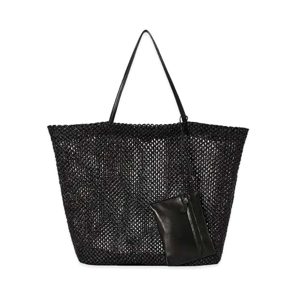 The Row Women's Raffia Barn Shopping Bag "Black"