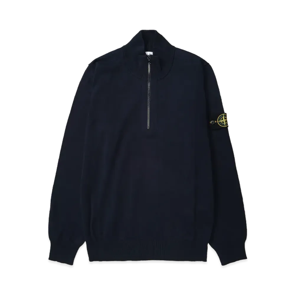Stone Island Half-Zip Knit 5100063 Soft Organic Cotton "Navyblue"