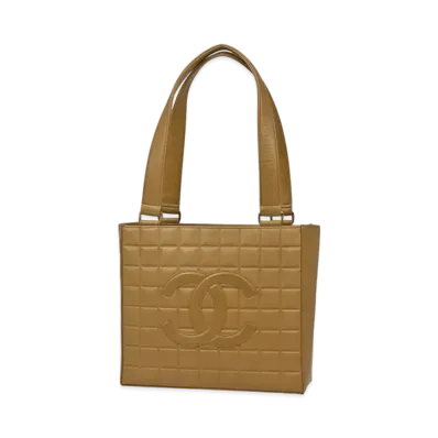 CHANEL Chocolate Bar Coco Mark Tote Bag "Beige"