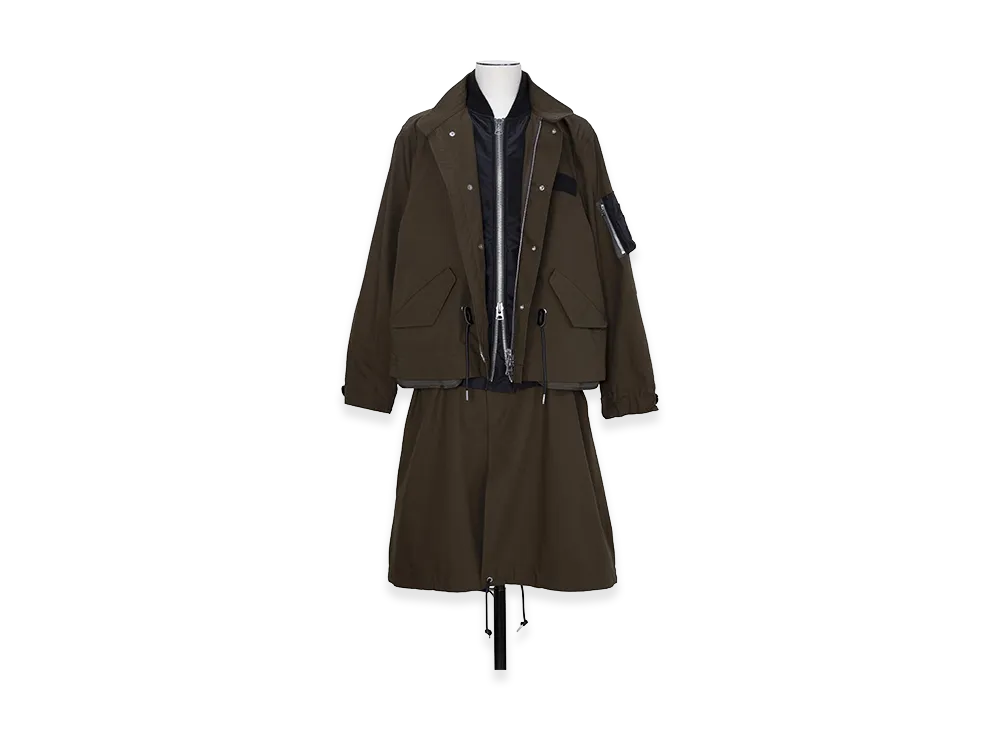 sacai Nylon Twill x Rip Stop Coat "Brown/Black"