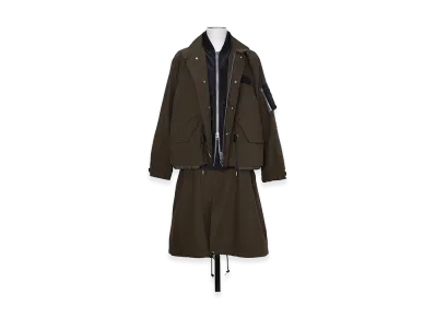 sacai Nylon Twill x Rip Stop Coat "Brown/Black"