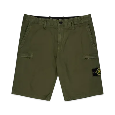 Stone Island L0504 Stretch Broken Twill Garment Dyed Shorts - 21SS "Olive Green"
