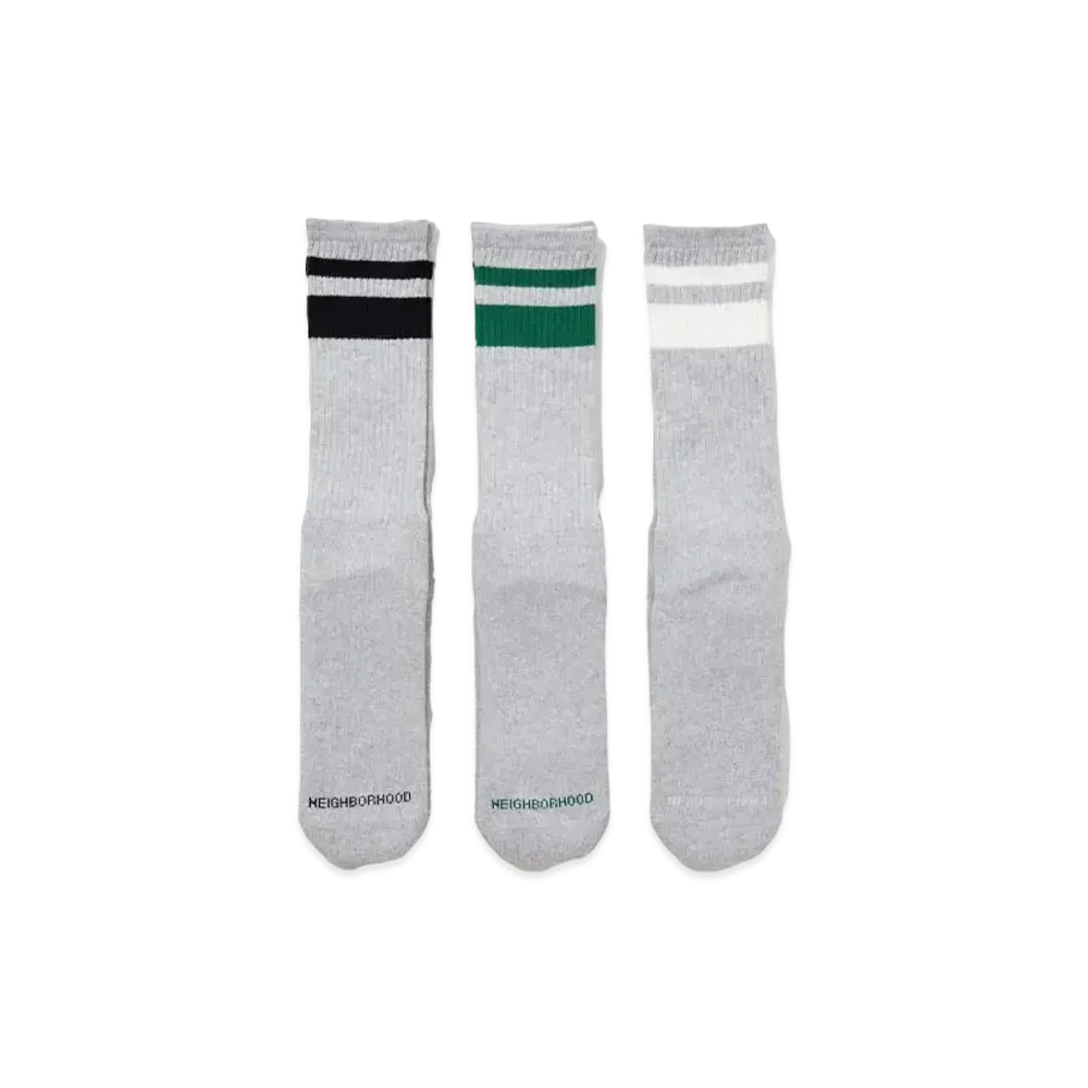 NEIGHBORHOOD Classic 3Pac Socks "Gray"
