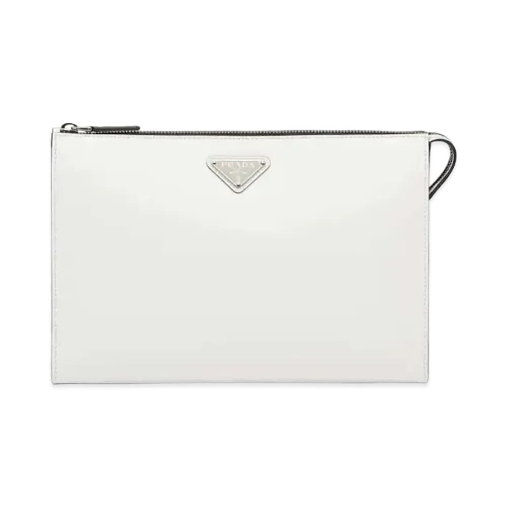 PRADA Brushed Leather Pouch "White"