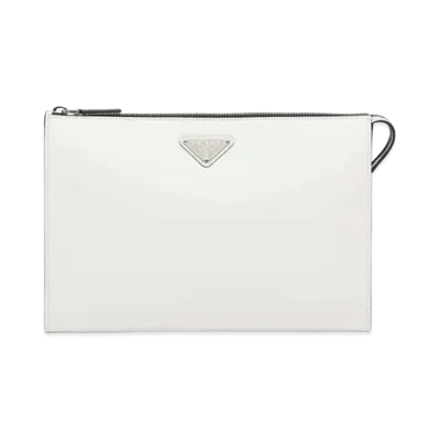 PRADA Brushed Leather Pouch "White"