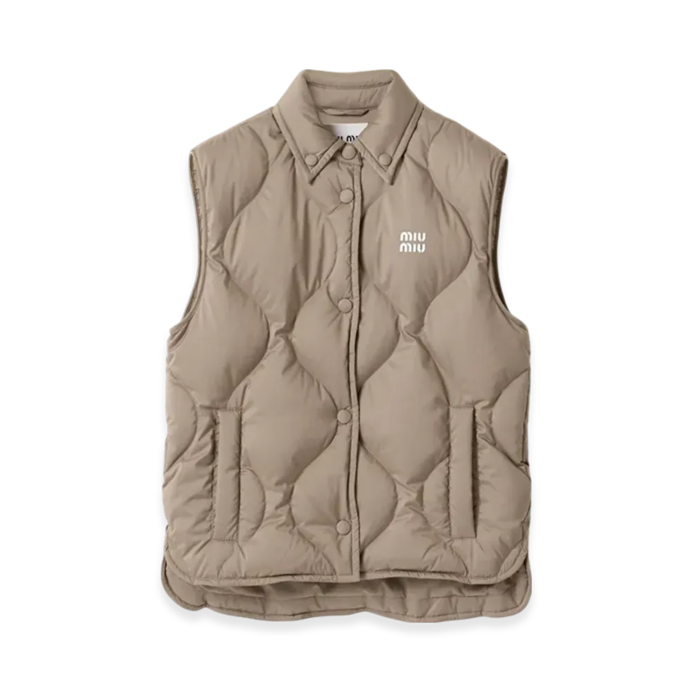 MIU MIU Technical Ponge Down Vest "Clay Grey"