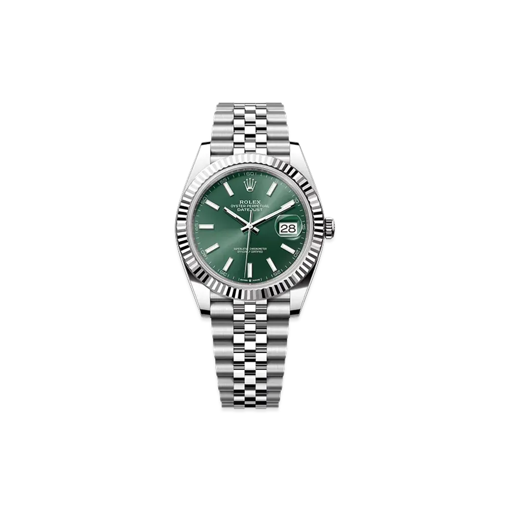 ROLEX Datejust 41 Mint Green Fluted Bezel Jubilee Bracelet "Mint Green"
