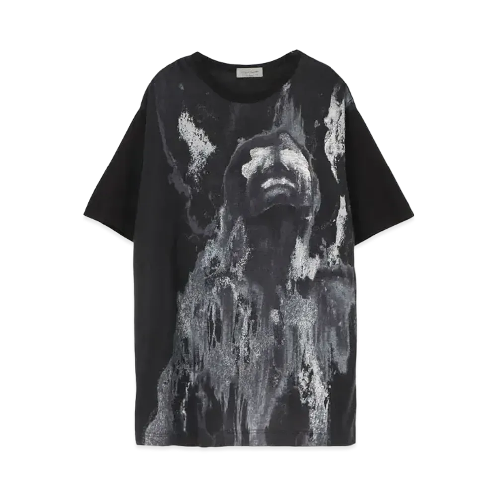 Yohji Yamamoto Pour Homme Ly/C PLAIN STITCH PRINT SHORT SLEEVES "Black"