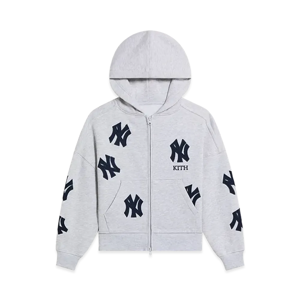 Kith x The New York Kids Yankees Nelson Zip Hoodie "Light Heather Grey"