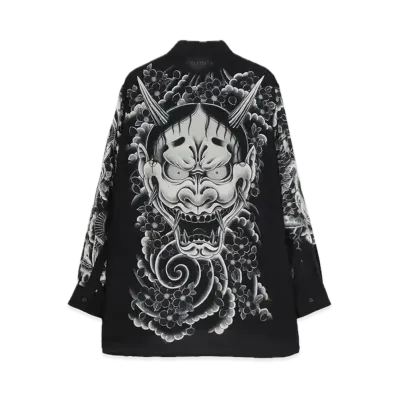WILDSIDE Yohji Yamamoto x Ryu Ga Gotoku Studio Hannya Rayon Print Shirt "Black"