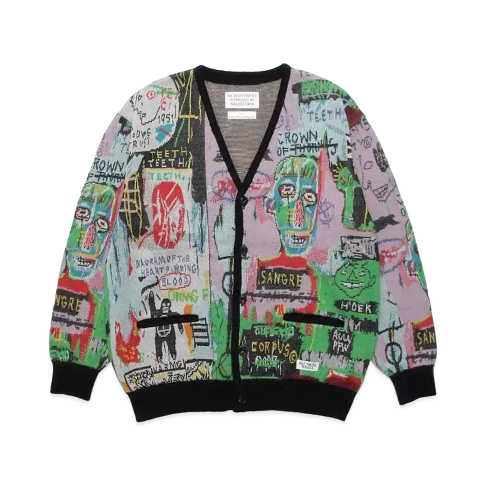 WACKO MARIA Jean-Michel Basquiat / Mohair Knit Jacquard Cardigan #1 "One"