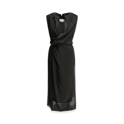 Maison Margiela Women's Draped Silk Midi Dress "Black"