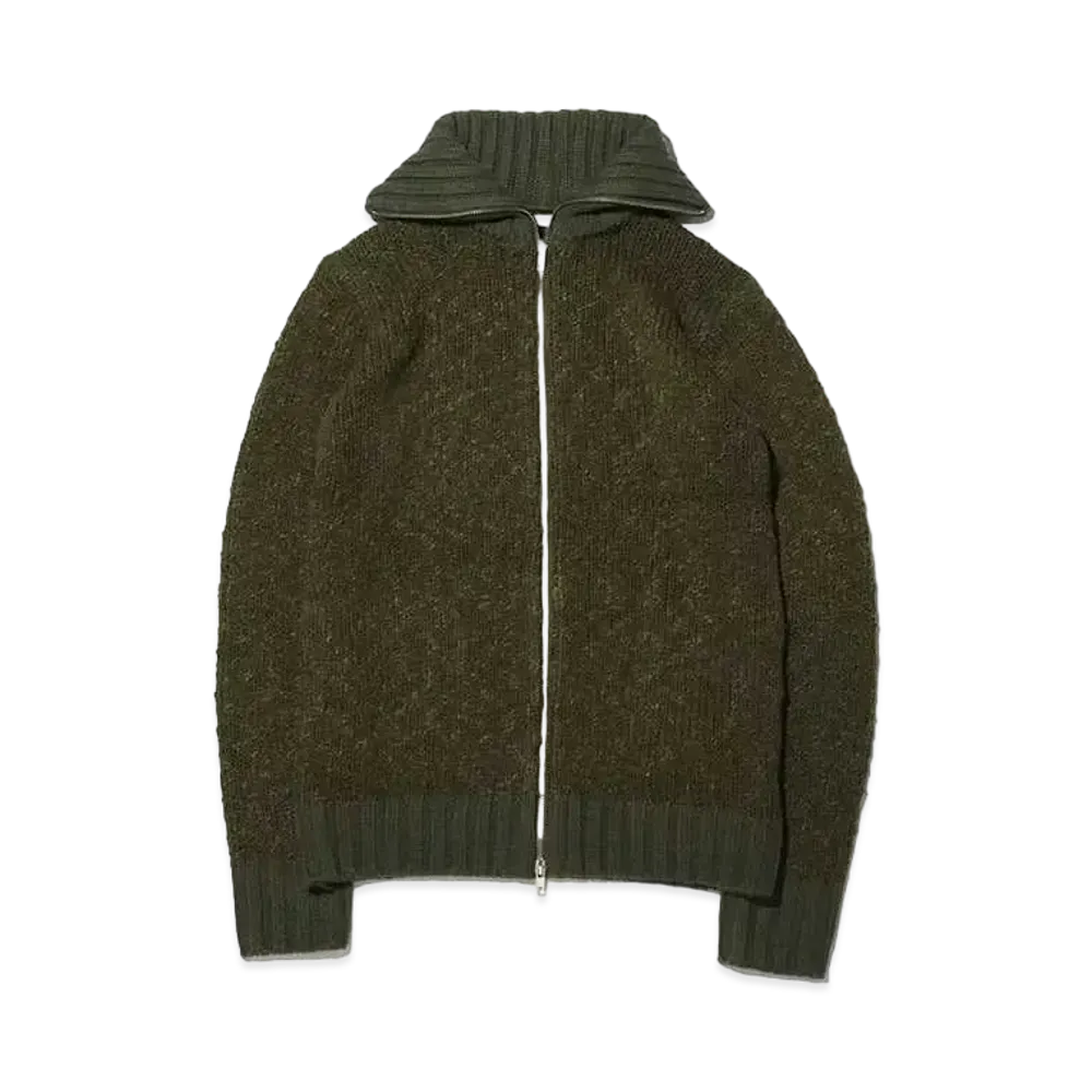 atmos pink Big Neck Zip-Up Knit Tops "Green"
