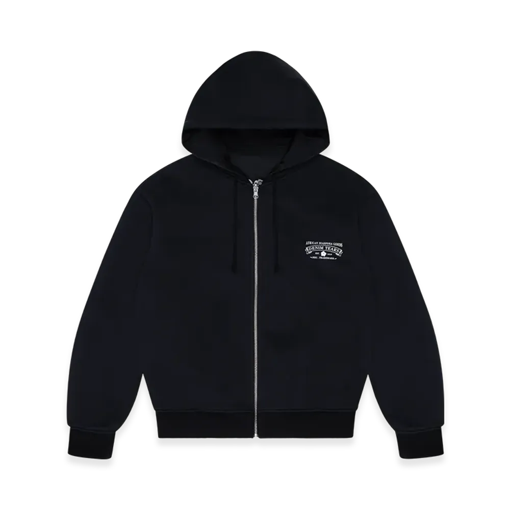 DENIM TEARS Crown of Cotton & Madonna Reversible Zip Hoodie "Black"