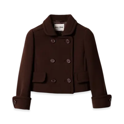 MIU MIU Women's Double-Breasted Natte Jacket "Cocoa Brown"